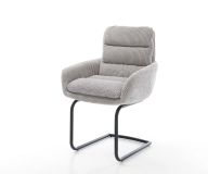 Schwingstuhl Abelia-Flex mit Armlehnen Cord Silbergrau Freischwinger rund Schwarz