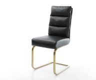 Schwingstuhl Pela-Flex Echt-Leder Schwarz Freischwinger flach Gold Taschenfederkern