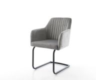 Schwingstuhl Greg-Flex Samt Grau Freischwinger rund Schwarz
