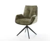 Drehstuhl Clea-Flex Chenille Olive Kreuzgestell breit Schwarz 360° drehbar Wippfunktion