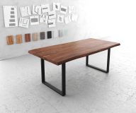 Esstisch Edge 200x100 XL Akazie Braun Metall schwarz Live-Edge