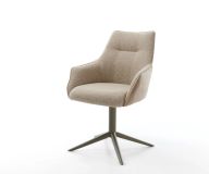 Drehstuhl Alja-Flex mit Armlehnen Materialmix Schlamm Fußkreuz Effektfinish Titan 360° drehbar Taschenfederkern Wippfunktion