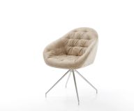 Drehstuhl Gaio-Flex Beige Vintage Kreuzgestell konisch Edelstahl 180° drehbar
