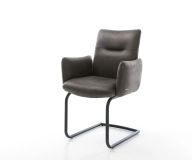 Freischwinger Jova-Flex mit Armlehnen Anthrazit Vintage Freischwinger rund Schwarz Taschenfederkern