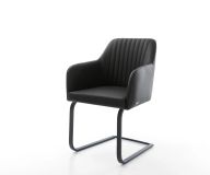 Schwingstuhl Greg-Flex Echt-Leder Schwarz Freischwinger flach Schwarz