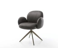 Drehstuhl Nube-Flex mit Armlehnen Anthrazit Vintage Kreuzgestell breit Effektfinish Titan 360° drehbar Taschenfederkern