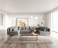 Wohnlandschaft Clovis XL Grau Flachgewebe Modulsofa