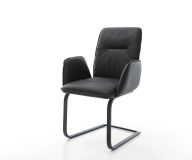 Schwingstuhl Vinja-Flex Echt-Leder Schwarz Freischwinger flach Schwarz