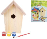Vogelhaus zum Bemalen Nistkasten Holz mit Pinsel & Farbe 20cm