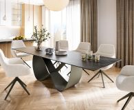 Esstisch Edge 300x100 Keramik Laminam® Noir Desir Braun Infinity Metall Effektfinish Titan