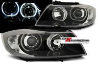 Für BMW E90/E91 03.05-08.08 - LED Angel Eyes Scheinwerfer in schwarz