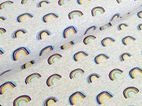 Corileo Stoff »Baumwolljersey Regenbogen Hellgrau Meliert Stoff Meterware Jersey Rainbow«