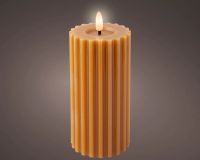 LED Wachskerze Orange 17,3 x 7,5 cm, geriffelt