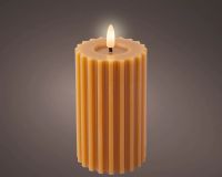 LED Wachskerze Orange 14,8 x 7,5 cm, geriffelt