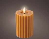LED Wachskerze Orange 12,3 x 7,5 cm, geriffelt