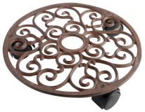 Pflanzenroller Blumentrolley Gusseisen Antik-Braun Blumenroller Pflanzentrolley