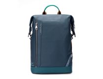 SCHARLAU Slackline BLONDIN Leder-Rucksack für 15,6  Laptopfach Navy Blue