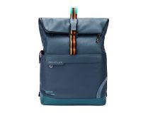 SCHARLAU Slackline SPELTERINI Leder Rucksack für 15,6  Laptopfach Navy Blue