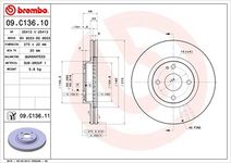 BREMBO Bremsscheibe 09.C136.11 Bremsscheiben,Scheibenbremsen MAZDA,MX-5 II (NB)