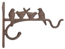 Wandhalterung für Blumenampel Vögel Gusseisen Braun Wandhaken Blumentopf Vintage