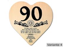 Herz Holzschild mit Wunschtext Geschenk zum 90. Geburtstag