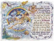 Sternbild Wassermann auf Antikpapier im A4-Format