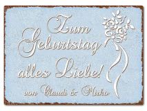 Farbiges Blechschild mit Wunschtext A4 pastellblau