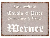 Blechschild mit Wunschtext A4 taupe/braun