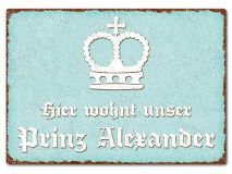 Farbiges Blechschild mit Wunschtext A4 pastelltürkis/braun