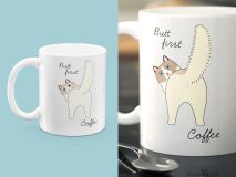 Tasse mit Aufdruck - Butt First, Coffee