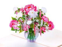 Pop Up Karte - Vase mit Pfingstrosen
