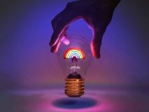 Kabellose Glühbirne Mit Regenbogen