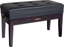 Klavierbank Doppelsitzer m. Notenfach, Rosenholz matt Sitz Vinyl schwarz