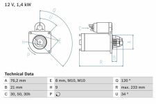 BOSCH Starter 12V für BMW 12411740374 12412344247 12411740379 0 986 026 220