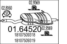 MTS Endschalldämpfer  für BMW 18107509319 18107509318 01.64520