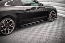 Seitenschweller Ansatz (Paar) passend für BMW 4er M-Paket / M440i G22 / G23 / G22 FL / G23 FL roter Kern + Hochglanz Flaps