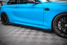 Seitenschweller Ansatz (Paar) + Flaps passend für BMW M2 F87 schwarz Hochglanz