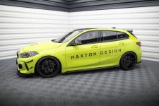 Seitenschweller Ansatz (Paar) passend für BMW 1er F40 M-Paket / M135i roter Kern + Hochglanz Flaps