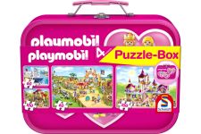 Schmidt Spiele 56498 Playmobil Puzzle-Box pink 2x60 2x100 Teile