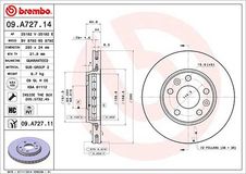 BREMBO Bremsscheibe 09.A727.11 Bremsscheiben,Scheibenbremsen RENAULT,NISSAN,DACIA,MEGANE III Grandtour (KZ0/1),Scénic III (JZ0/1_)