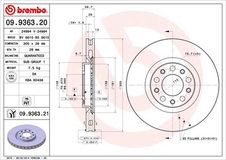 BREMBO Bremsscheibe 09.9363.21 Bremsscheiben,Scheibenbremsen FIAT,ALFA ROMEO,JEEP,500X (334_),159 Sportwagon (939),GIULIETTA (940),159 (939)
