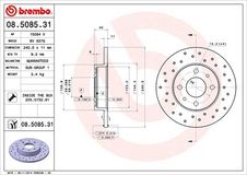 BREMBO Bremsscheibe 08.5085.31 Bremsscheiben,Scheibenbremsen ABARTH,500 / 595 / 695 Schrägheck (312_),500C / 595C / 695C (312_) Cabrio