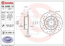 BREMBO Bremsscheibe 08.9488.1X Bremsscheiben,Scheibenbremsen VW,AUDI,SKODA,Golf V Schrägheck (1K1),TOURAN (1T1, 1T2),GOLF VI (5K1)