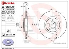 BREMBO Bremsscheibe 09.C138.11 Bremsscheiben,Scheibenbremsen VOLVO,V50 (545),V40 Schrägheck (525, 526),C30 (533),S40 II (544),C70 II Cabrio (542)