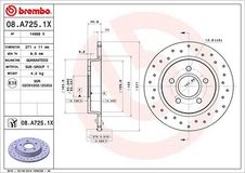 BREMBO Bremsscheibe 08.A725.1X Bremsscheiben,Scheibenbremsen FORD,FOCUS III Turnier,FOCUS III,Focus Mk3 Kasten / Kombi (DYB),FOCUS III Stufenheck