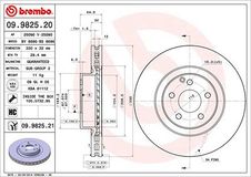BREMBO Bremsscheibe 09.9825.21 Bremsscheiben,Scheibenbremsen MERCEDES-BENZ,E-Klasse Limousine (W211),E-Klasse T-modell (S211),GLK (X204),CLS (C219)