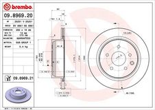 BREMBO Bremsscheibe 09.8969.21 Bremsscheiben,Scheibenbremsen RENAULT,NISSAN,INFINITI,KOLEOS (HY_),Koleos II (HC_),Qashqai / Qashqai +2 I (J10, NJ10)