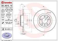 BREMBO Bremsscheibe 08.A615.11 Bremsscheiben,Scheibenbremsen PEUGEOT,508 SW I (8E_),508 I (8D_) Limousine,508 I SW Kasten / Kombi (8E_)