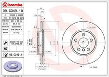 BREMBO Bremsscheibe 09.C349.11 Bremsscheiben,Scheibenbremsen BMW,MINI,X1 (F48),2 Active Tourer (F45),2 Gran Tourer (F46),2 Active Tourer Van (F45)