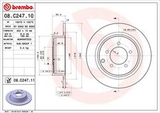 BREMBO Bremsscheibe 08.C247.11 Bremsscheiben,Scheibenbremsen PEUGEOT,CITROËN,MITSUBISHI,4007 (VU_, VV_),4008 SUV,C-CROSSER (EP_),C4 AIRCROSS